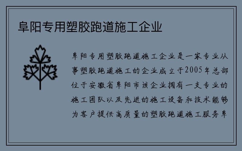 阜阳专用塑胶跑道施工企业